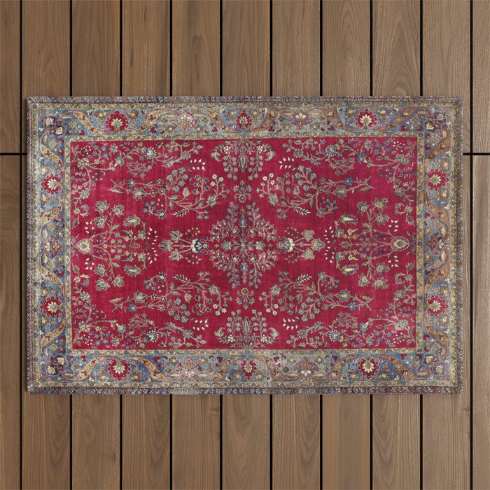 Kashan Central Persian Silk Rug Print Outdoor Rug Gallery Image 1