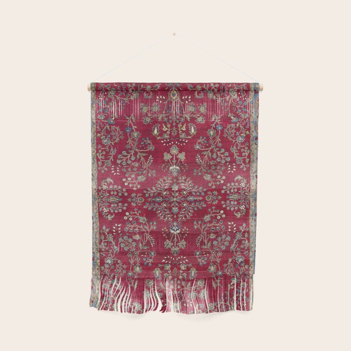 Kashan Central Persian Silk Rug Print Wall Hanging Gallery Image 1