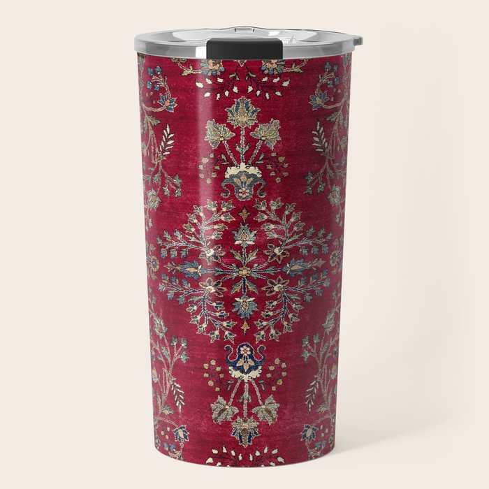 Kashan Central Persian Silk Rug Print Travel Mug Gallery Image 1