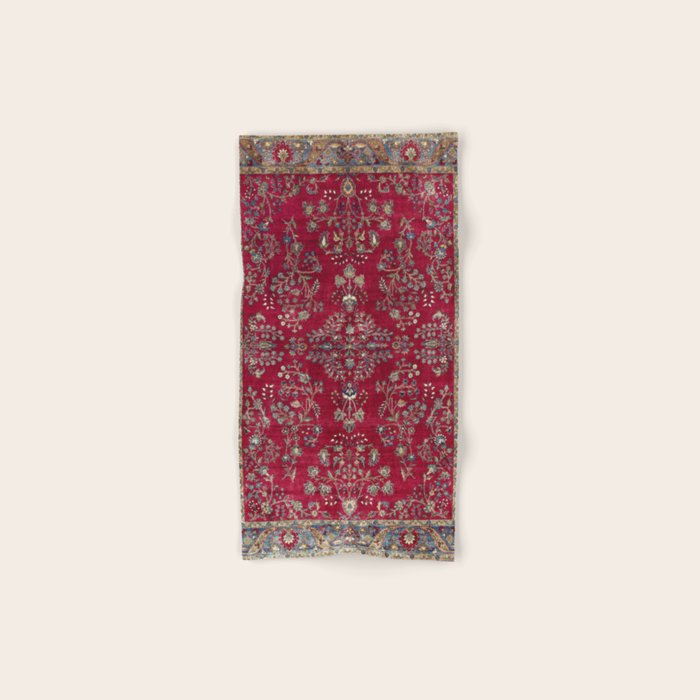 Kashan Central Persian Silk Rug Print Bath Towel Gallery Image 1