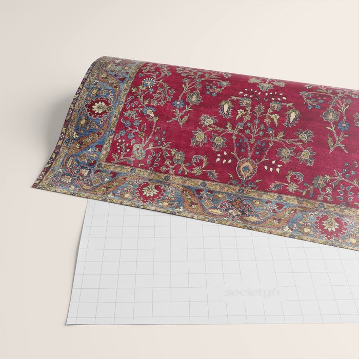 Kashan Central Persian Silk Rug Print Wrapping Paper Gallery Image 2