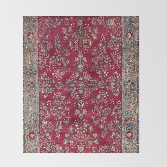 Kashan Central Persian Silk Rug Print Throw Blanket Gallery Image 2