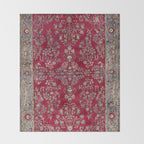 Kashan Central Persian Silk Rug Print Throw Blanket Gallery Image 2