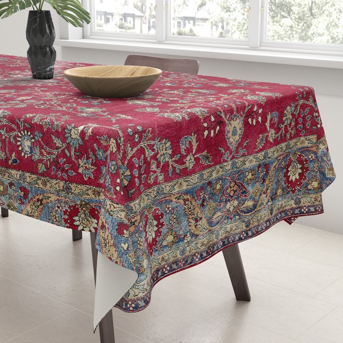 Kashan Central Persian Silk Rug Print Tablecloth Gallery Image 3