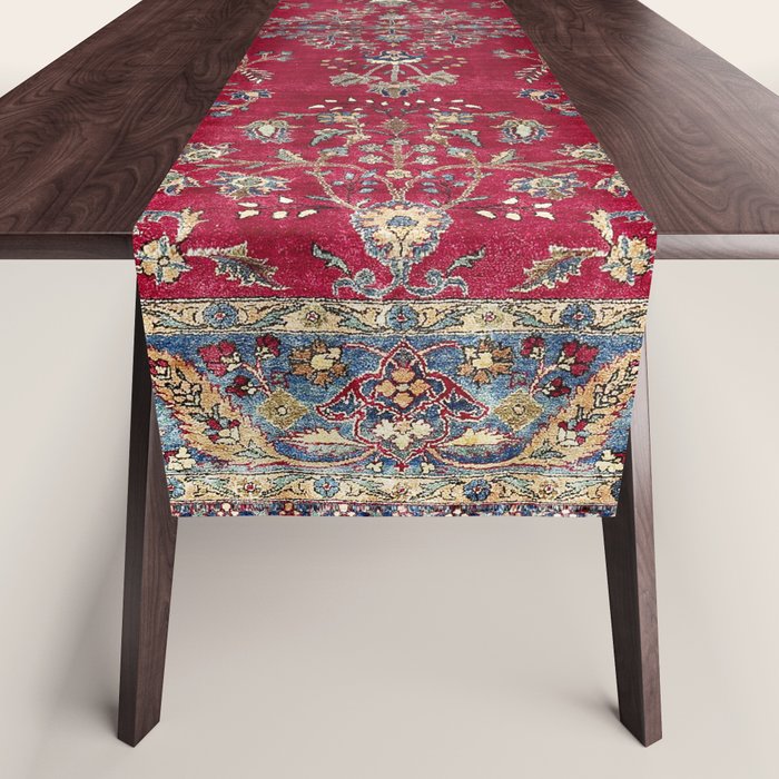 Kashan Central Persian Silk Rug Print Table Runner Gallery Image 1