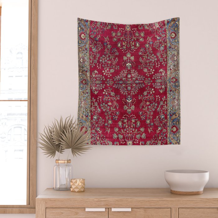 Kashan Central Persian Silk Rug Print Wall Tapestry Gallery Image 2