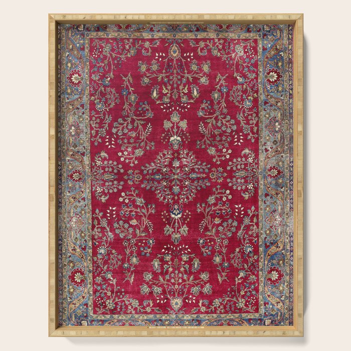 Kashan Central Persian Silk Rug Print Serving Tray Gallery Image 1