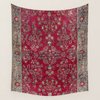 Kashan Central Persian Silk Rug Print Wall Tapestry Gallery Image 4