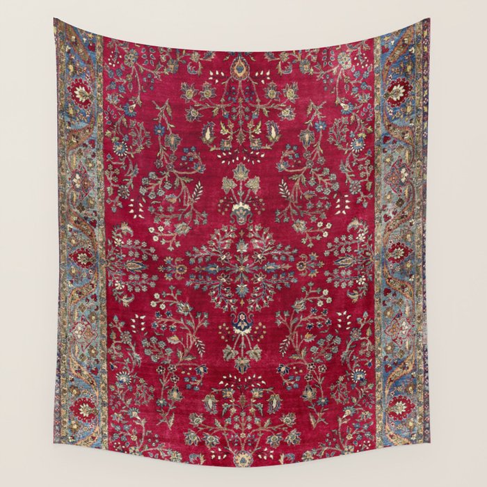 Kashan Central Persian Silk Rug Print Wall Tapestry Gallery Image 4