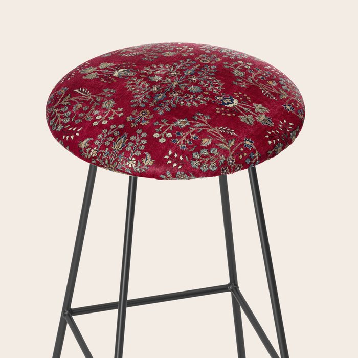 Kashan Central Persian Silk Rug Print Stool Gallery Image 2
