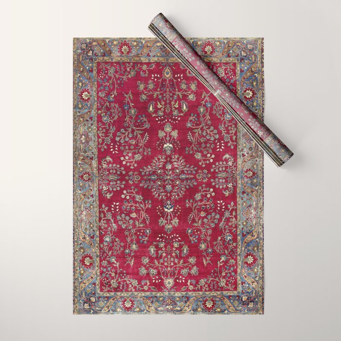 Kashan Central Persian Silk Rug Print Wrapping Paper Gallery Image 1