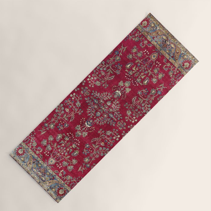 Kashan Central Persian Silk Rug Print Yoga Mat Gallery Image 1