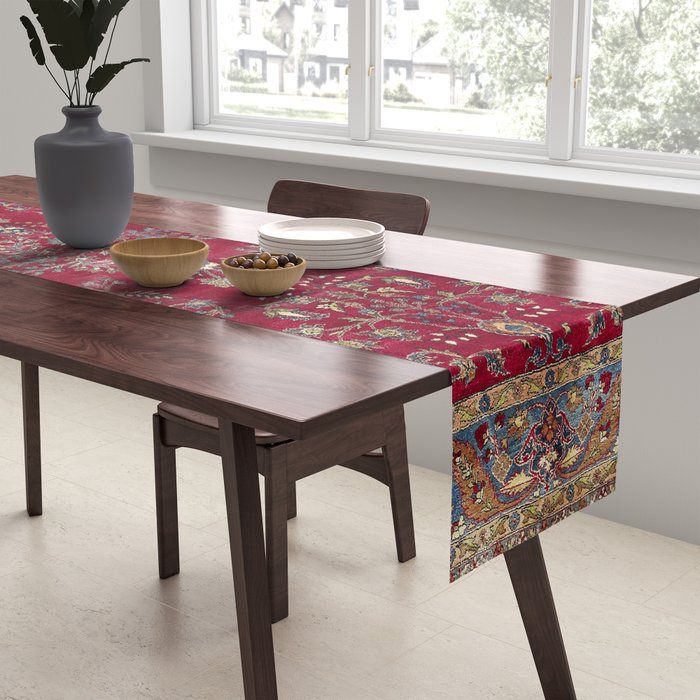 Kashan Central Persian Silk Rug Print Table Runner Gallery Image 2
