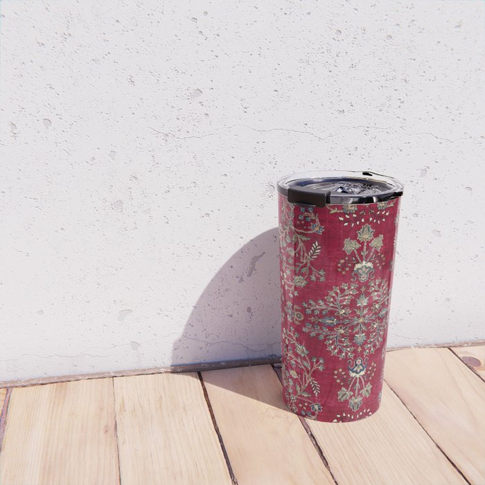 Kashan Central Persian Silk Rug Print Travel Mug Gallery Image 4