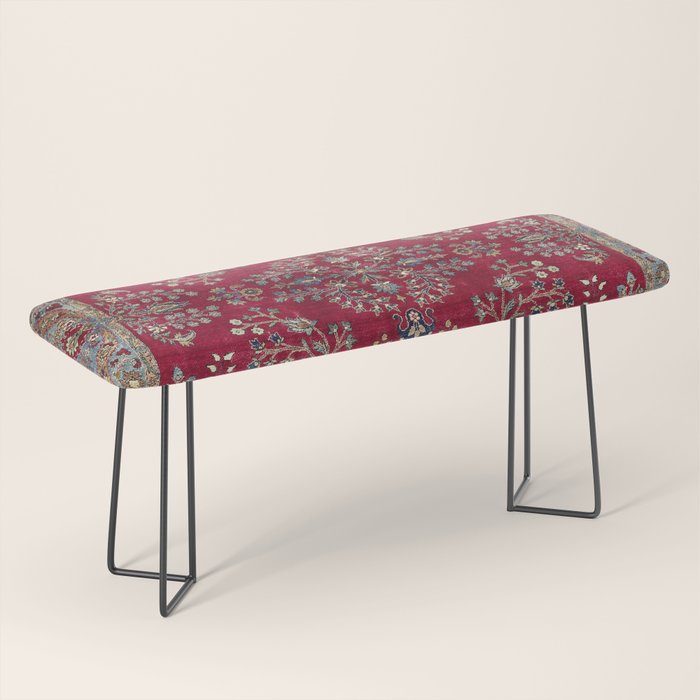 Kashan Central Persian Silk Rug Print Bench Gallery Image 1