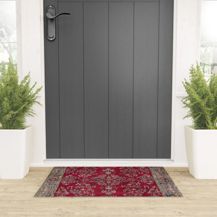 Kashan Central Persian Silk Rug Print Welcome Mat Gallery Image 3