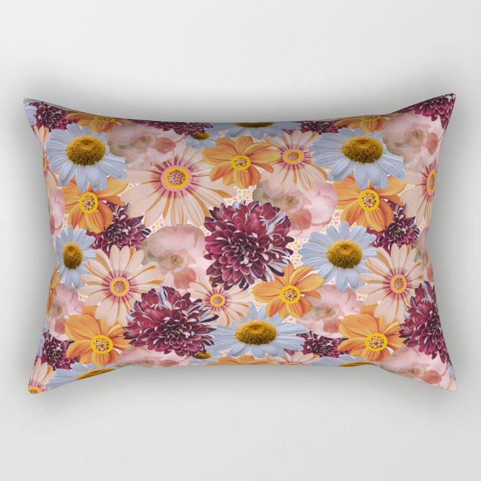 Flower Collage Print Rectangular Pillow Gallery Image 1