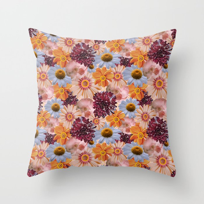 Flower Collage Print Throw Pillow Gallery Image 1