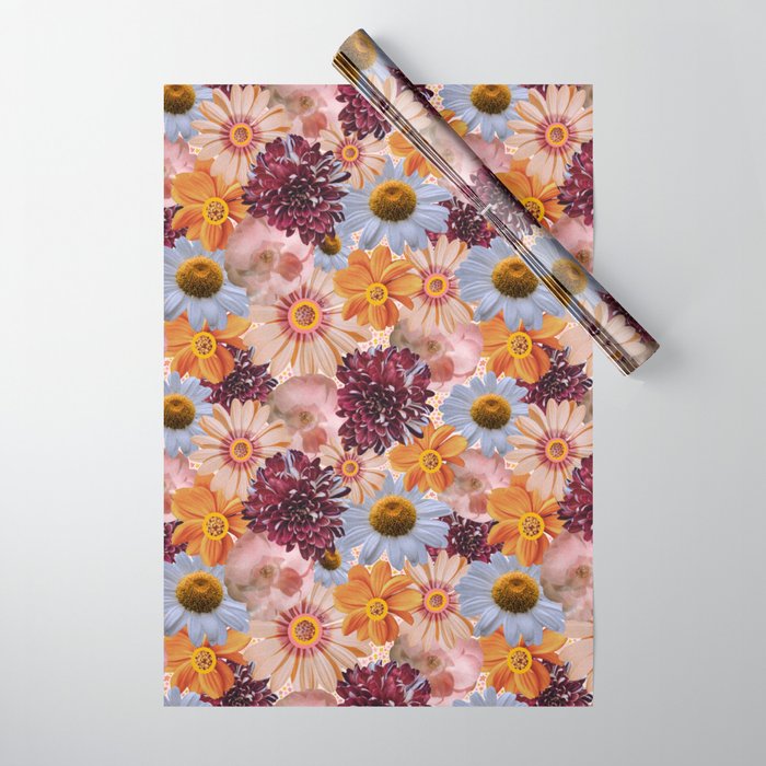 Flower Collage Print Wrapping Paper Gallery Image 1