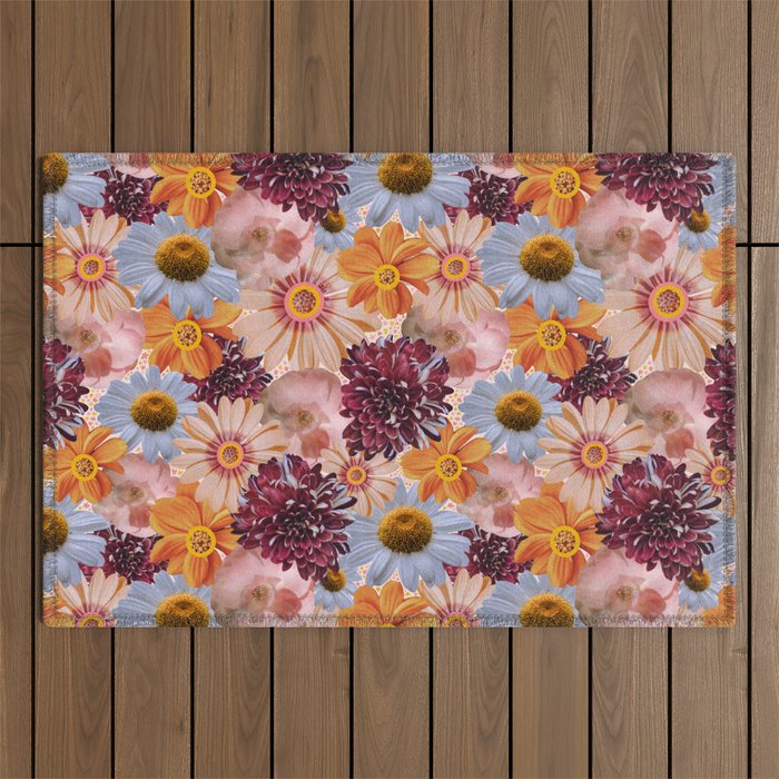 Flower Collage Print Outdoor Rug Gallery Image 1