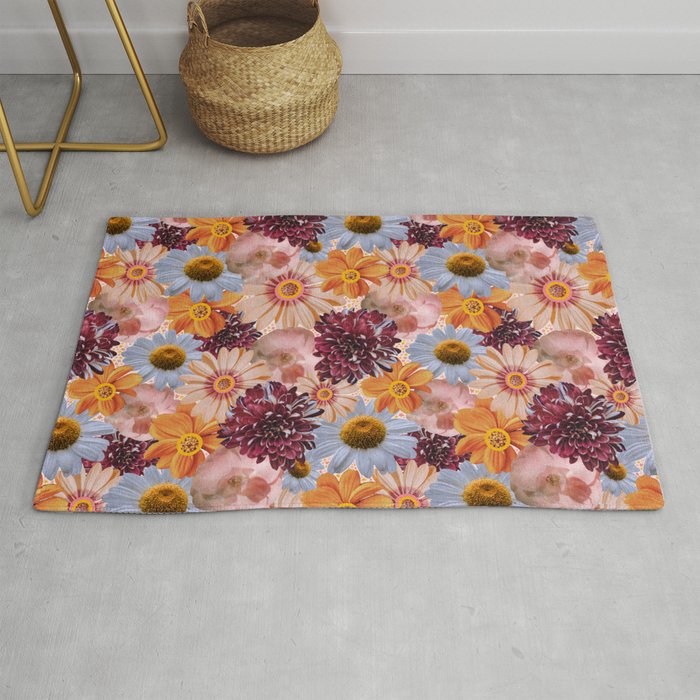 Flower Collage Print Rug Gallery Image 1