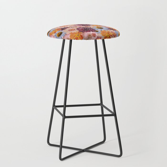 Flower Collage Print Stool Gallery Image 1