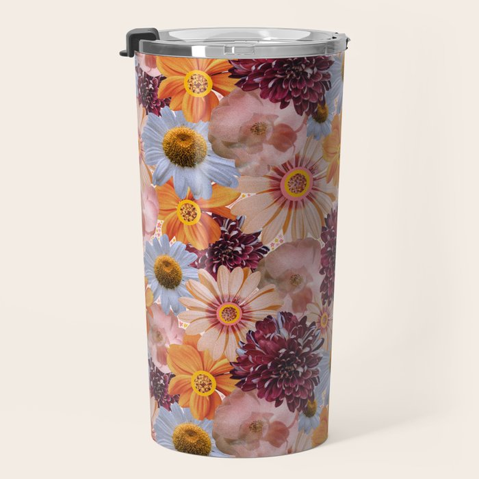 Flower Collage Print Travel Mug Gallery Image 3