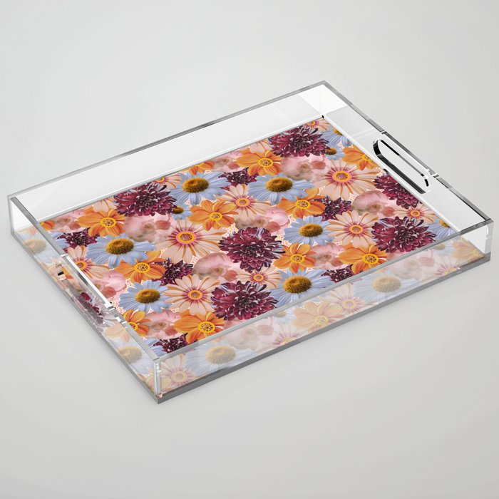Flower Collage Print Acrylic Tray Gallery Image 1