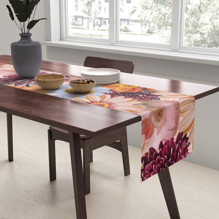 Flower Collage Print Table Runner Gallery Image 2