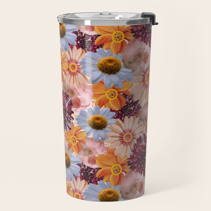 Flower Collage Print Travel Mug Gallery Image 2