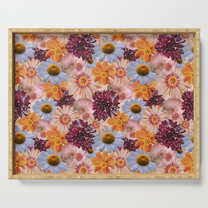 Flower Collage Print Serving Tray Gallery Image 1