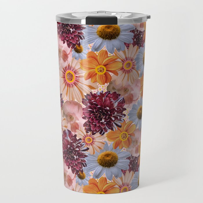 Flower Collage Print Travel Mug Gallery Image 1