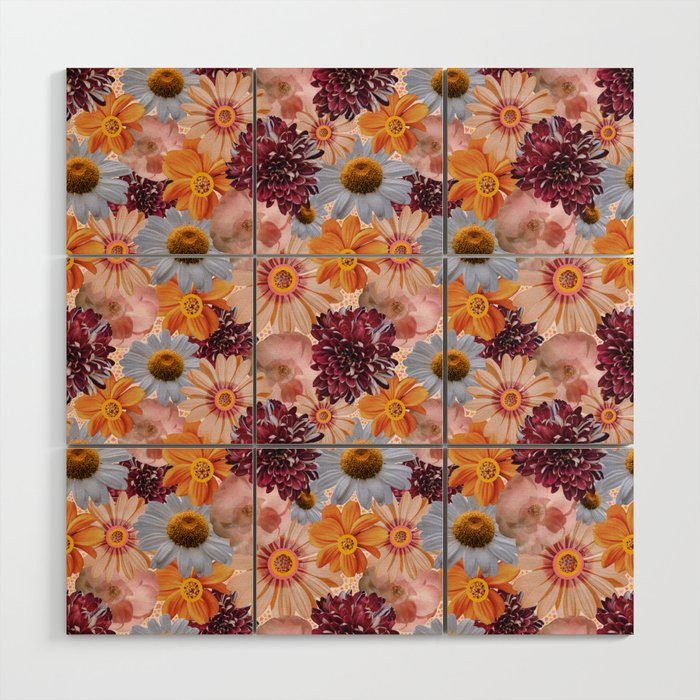 Flower Collage Print Wood Wall Art Gallery Image 1