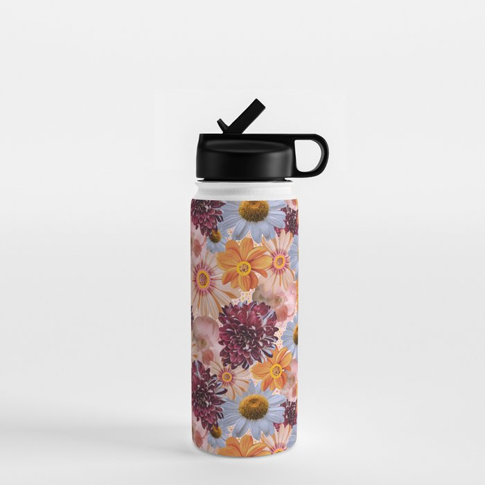 Flower Collage Print Water Bottle Gallery Image 1
