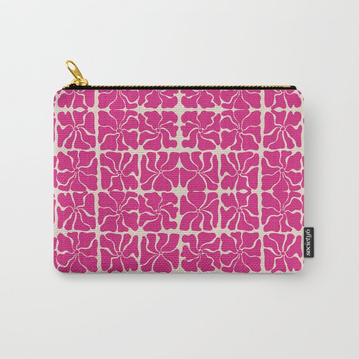 Monochrome fuchsia pink flowers Carry All Pouch Gallery Image 1