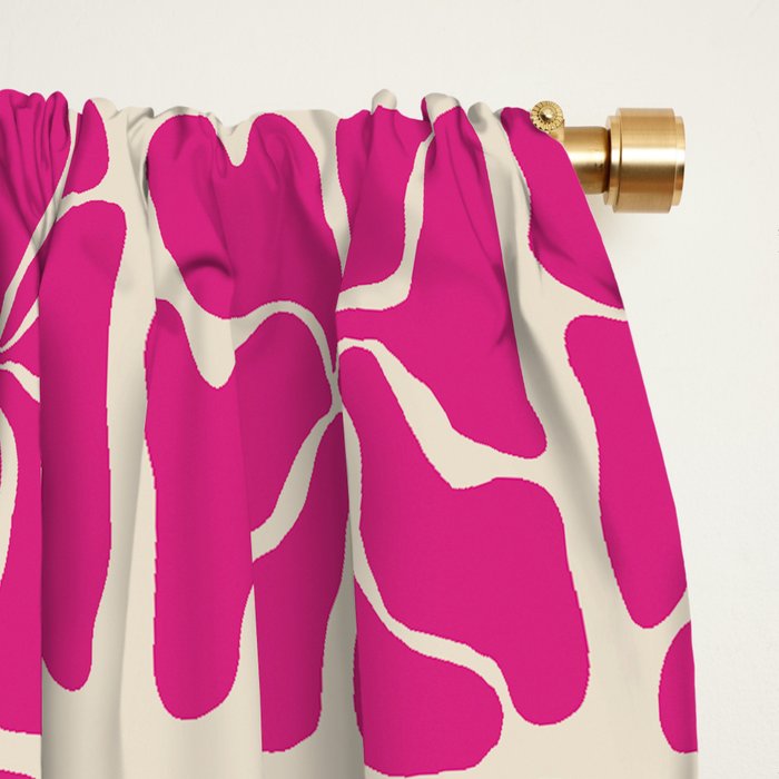 Monochrome fuchsia pink flowers Window Curtain Gallery Image 2