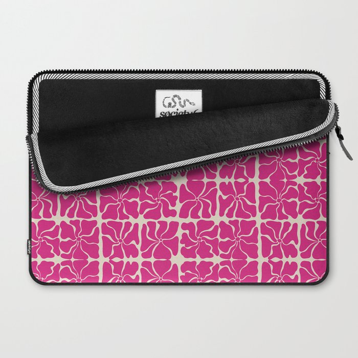 Monochrome fuchsia pink flowers Laptop Sleeve Gallery Image 2
