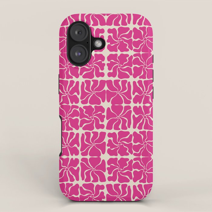 Monochrome fuchsia pink flowers iPhone Case Gallery Image 1