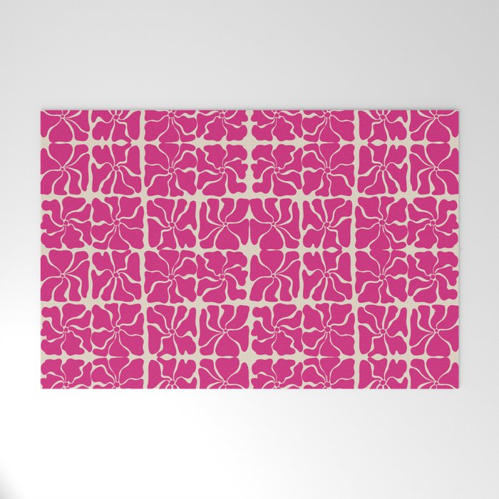 Monochrome fuchsia pink flowers Welcome Mat Gallery Image 1
