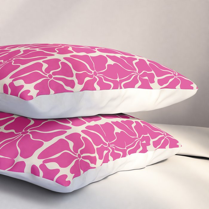 Monochrome fuchsia pink flowers Pillow Sham Gallery Image 3