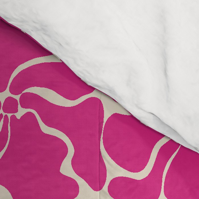 Monochrome fuchsia pink flowers Comforter Gallery Image 4