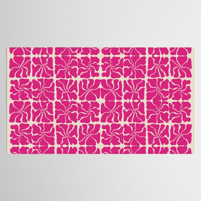 Monochrome fuchsia pink flowers Tablecloth Gallery Image 2