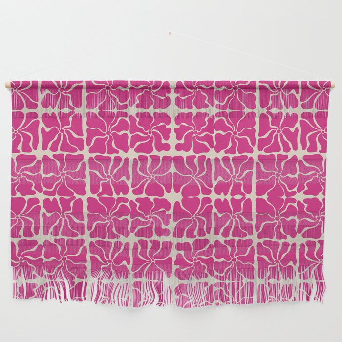 Monochrome fuchsia pink flowers Wall Hanging Gallery Image 1