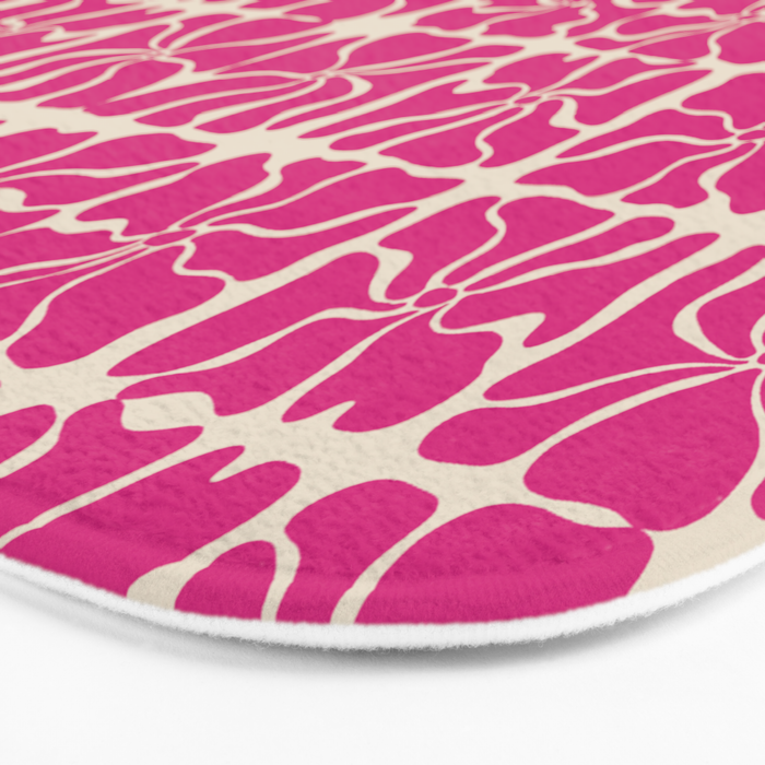 Monochrome fuchsia pink flowers Bath Mat Gallery Image 3