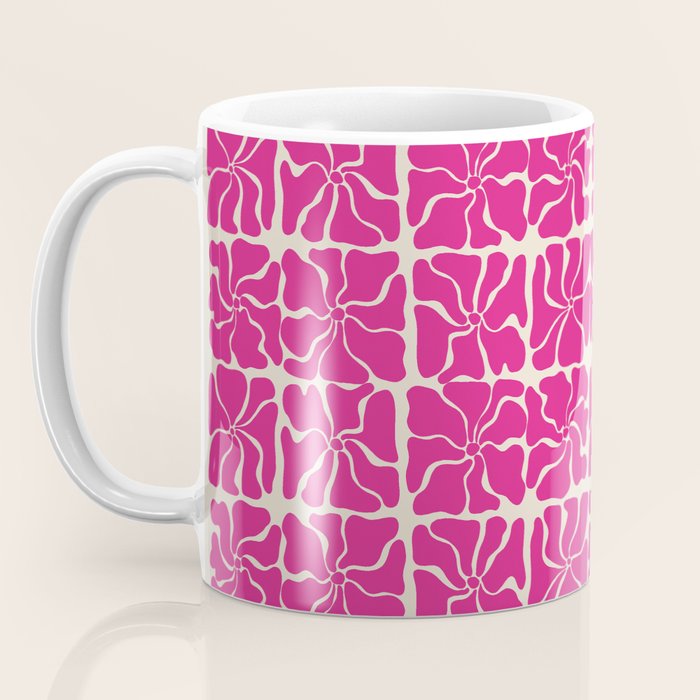 Monochrome fuchsia pink flowers Coffee Mug Gallery Image 3