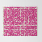 Monochrome fuchsia pink flowers Throw Blanket Gallery Image 2