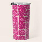 Monochrome fuchsia pink flowers Travel Mug Gallery Image 3