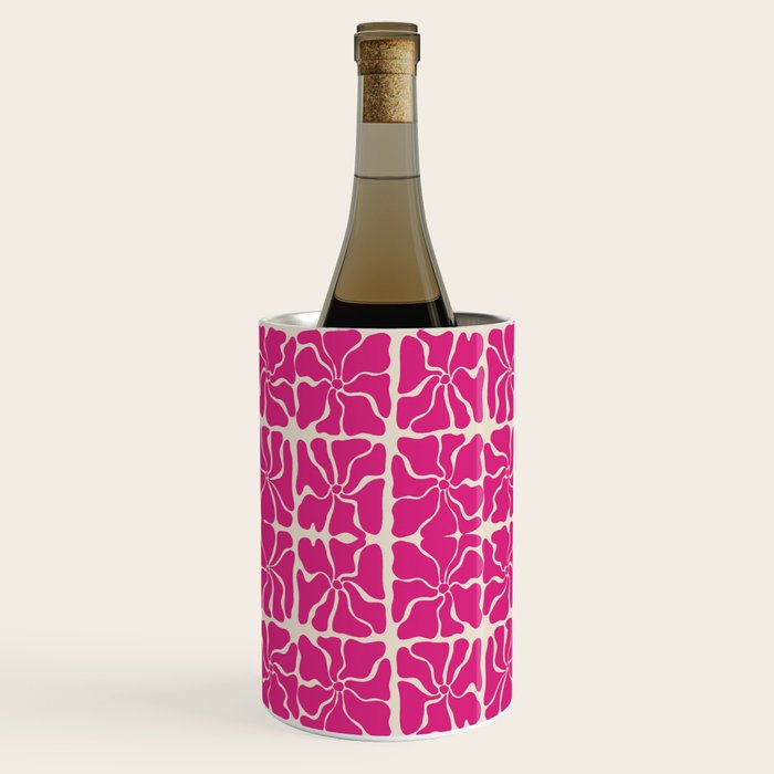 Monochrome fuchsia pink flowers Wine Chiller Gallery Image 3