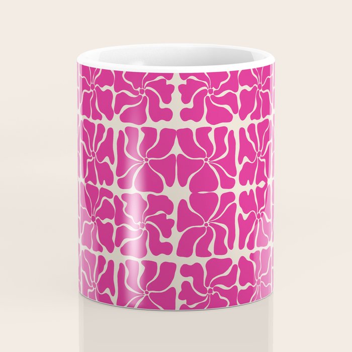 Monochrome fuchsia pink flowers Coffee Mug Gallery Image 4