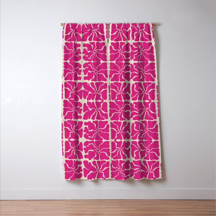 Monochrome fuchsia pink flowers Window Curtain Gallery Image 3